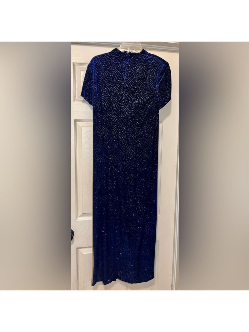 Vintage Navy Blue Velvet Formal Evening Dress - Picture 7 of 10